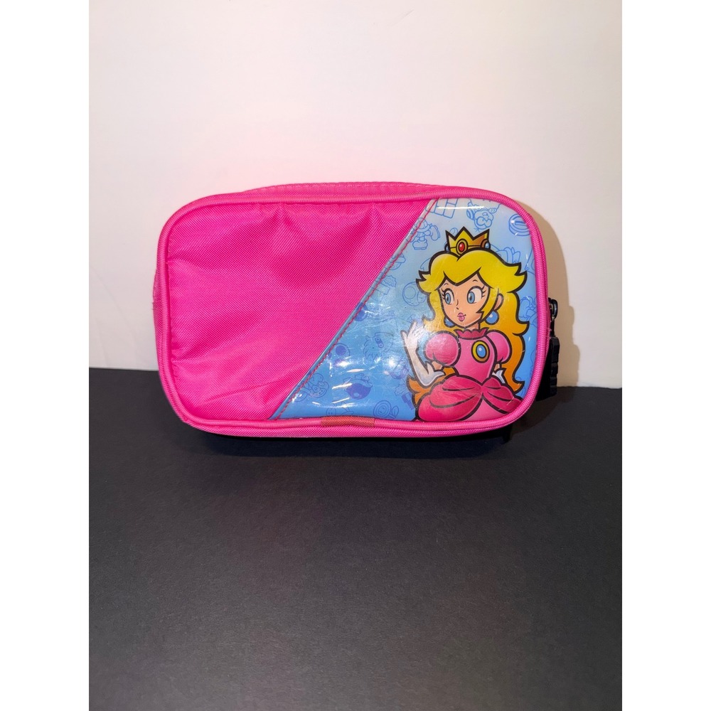 Nintendo Super Mario Princess Peach Pink Pencil Case Double Zip Utility Pouch